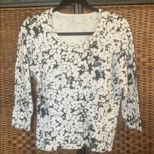 Black White  Flowered Sweater